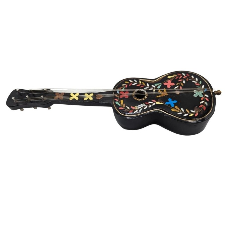 Vintage Miniature Wooden Painted Napoli Guitar Music Box Italy Made Santa Maria - Picture 3 of 14